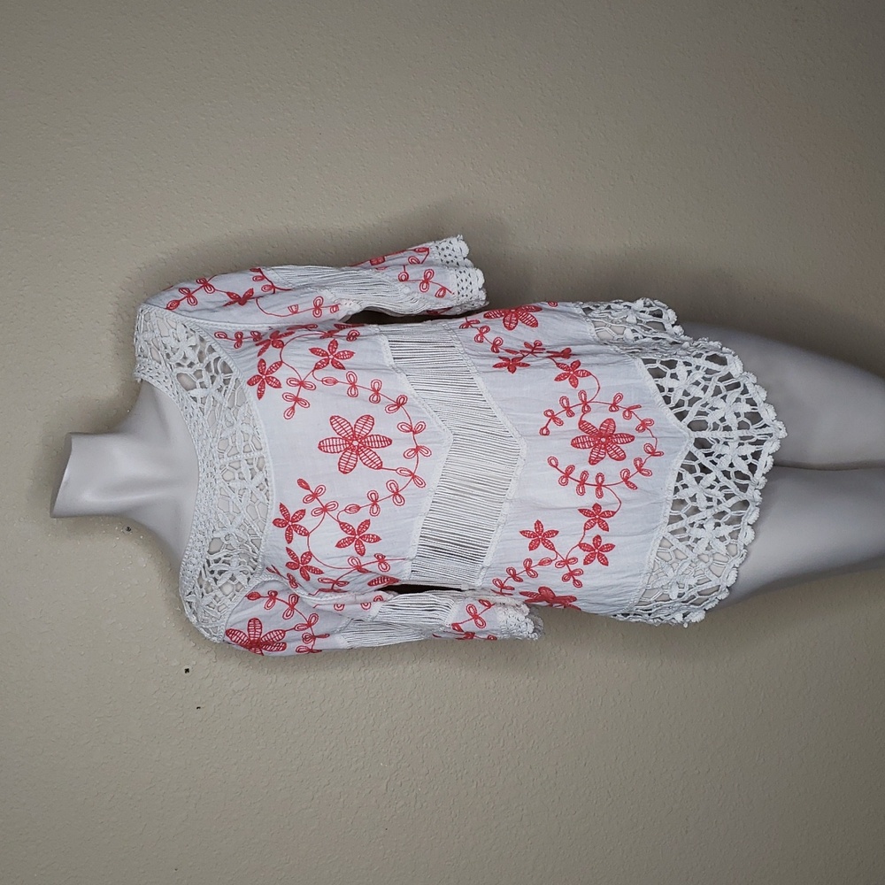 Anthropologie Oliver 100% Cotton Embroidered Floral Tunic Top Size S Bohemian